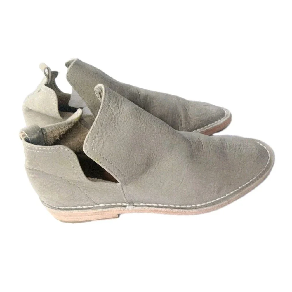 Custom Made Leather Ankle Boots Men Sz 10 Shoes Gray Cut Out Design